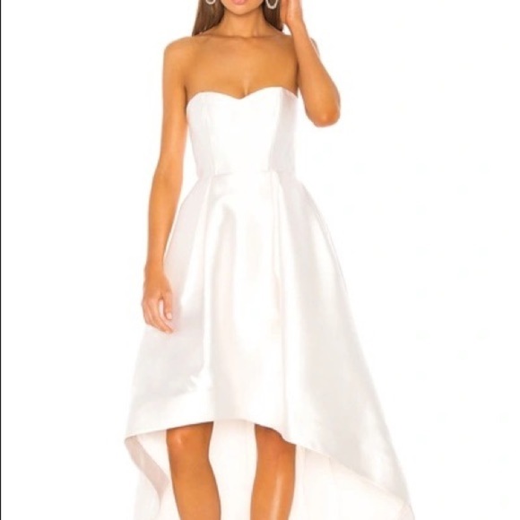 Parker Black Roxanne Strapless High-low Bustier Satin Dress In Ivory Sz 0 - Picture 3 of 11